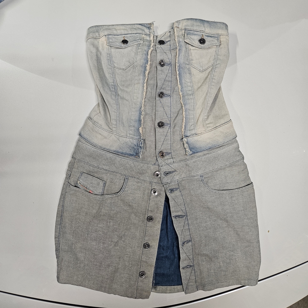 Diesel denim Light wash strapless mini dress